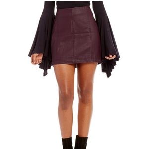 Free People Plum Vegan Leather Mini Skirt